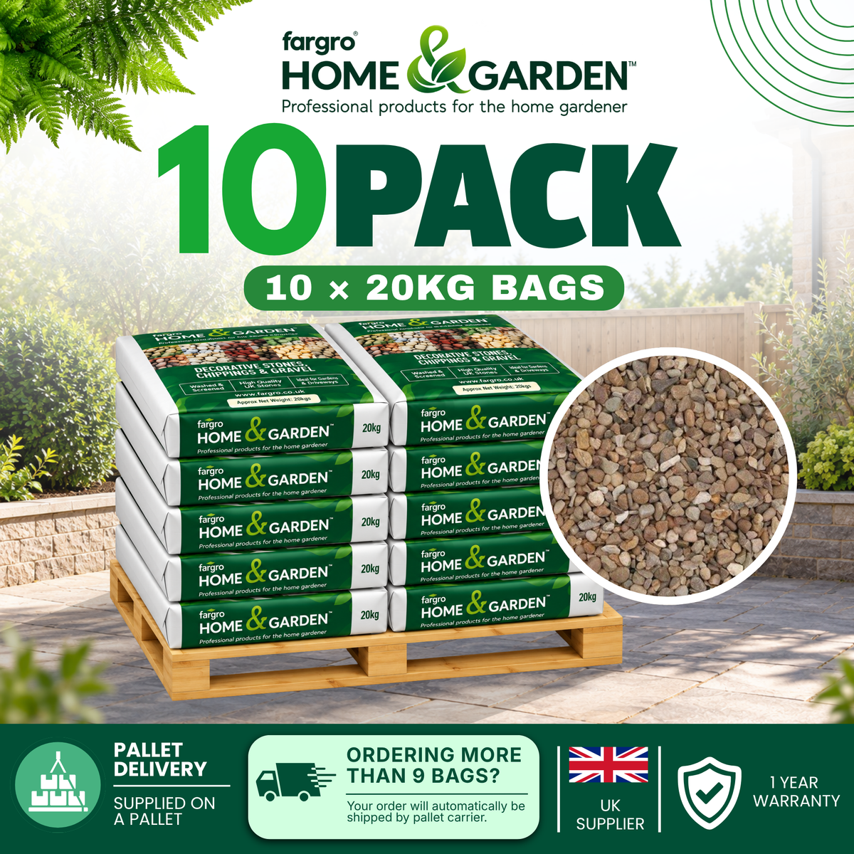 Natural Pea Gravel 10mm - Fish Friendly Decorative Garden Gravel for Paths & Water Features 20kg Bag