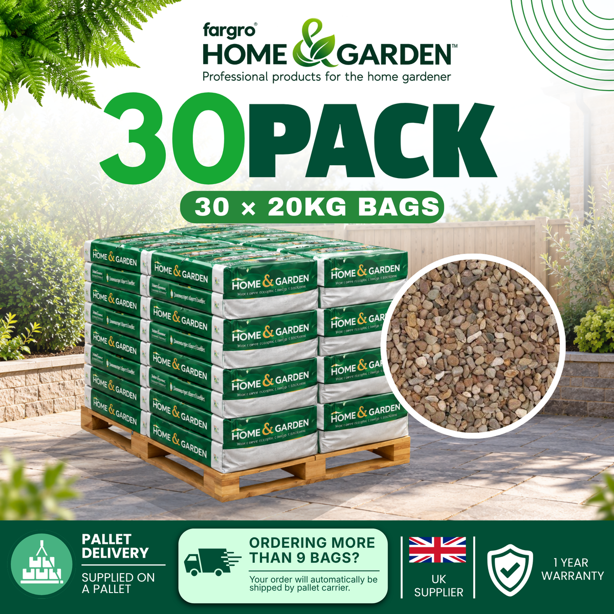 Natural Pea Gravel 10mm - Fish Friendly Decorative Garden Gravel for Paths & Water Features 20kg Bag