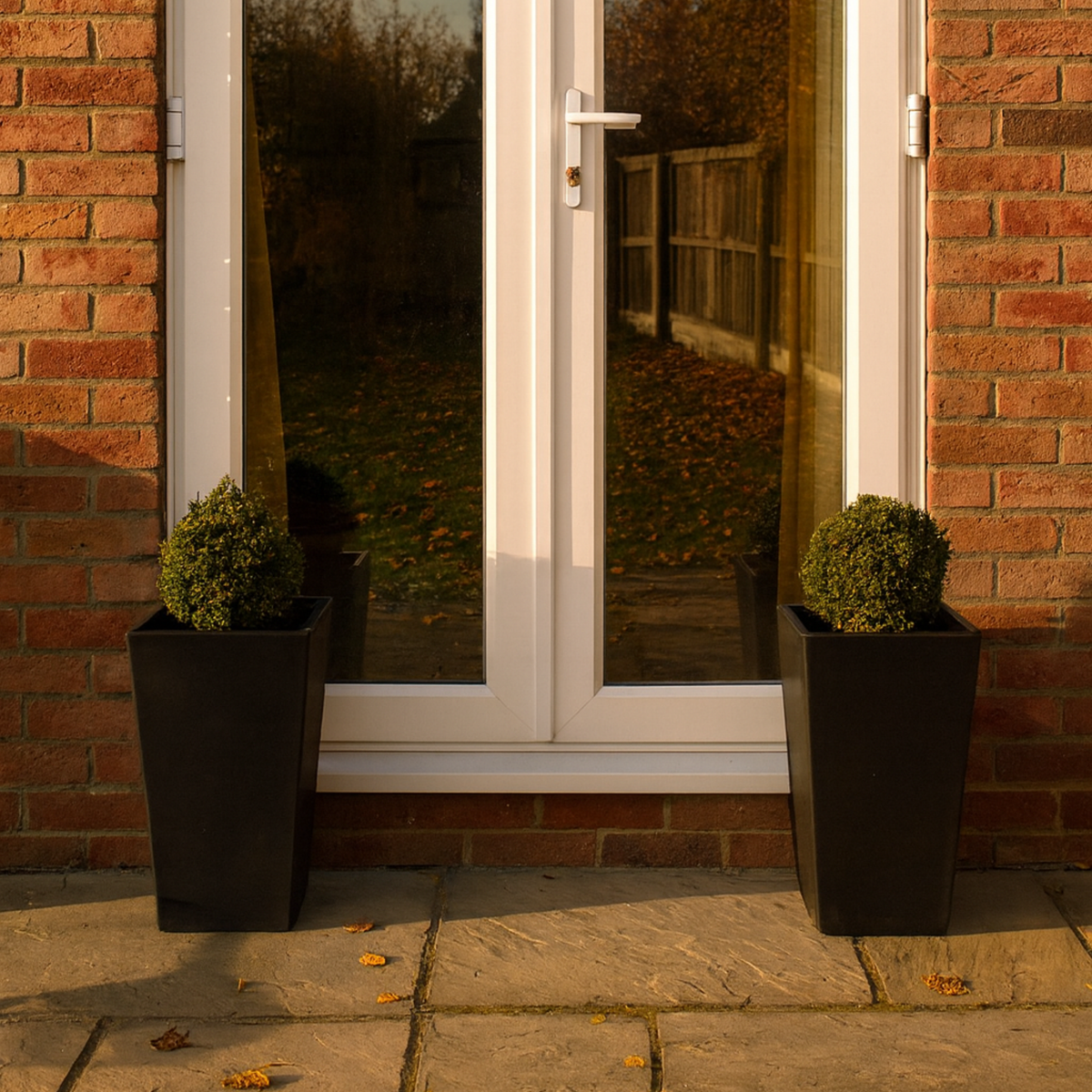 FHG™ Polystone Tapered Tall Garden Planter, Patio Plant Pots, Outdoor Garden Planter