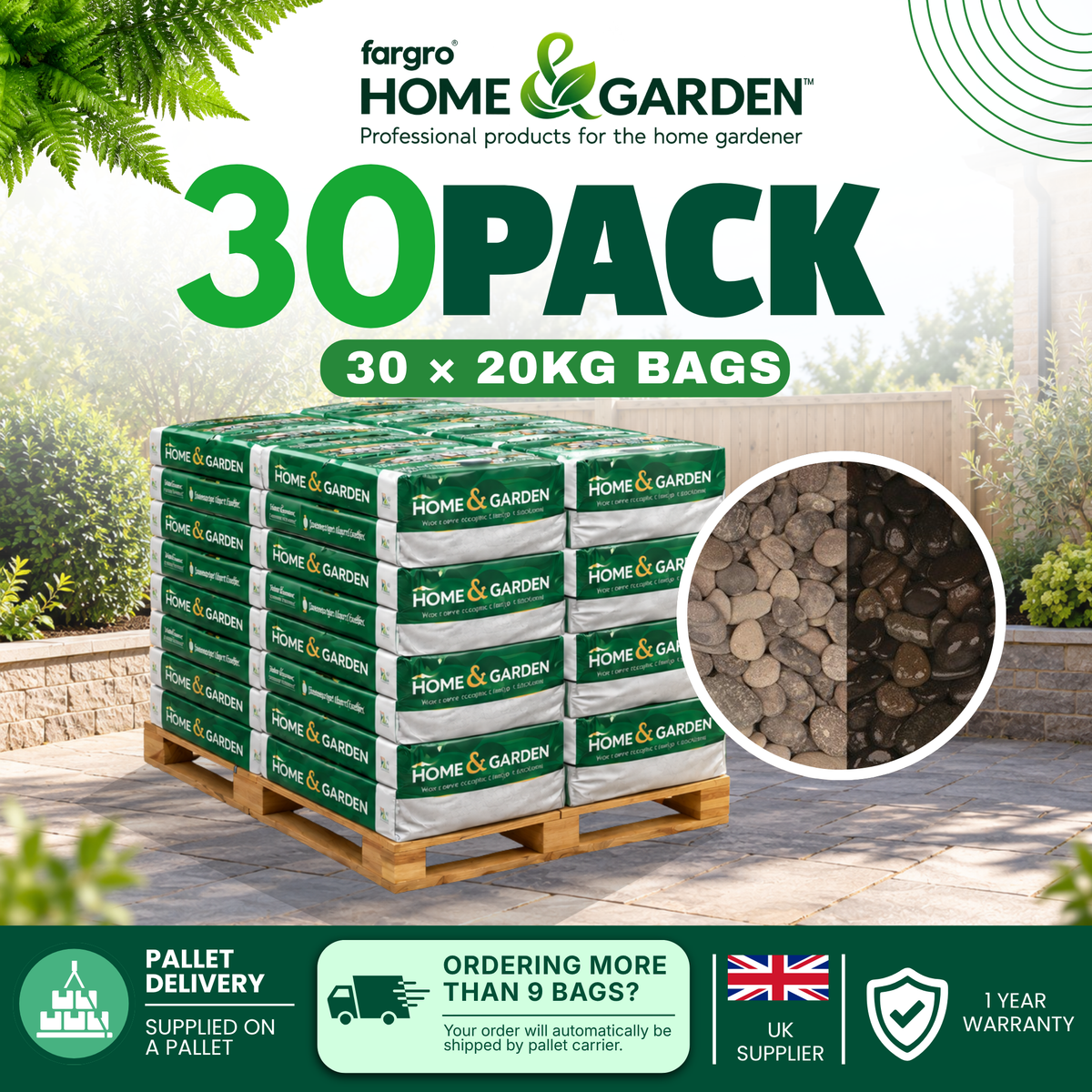 Midnight Pebbles 16-25mm - Charcoal & Jet Black Garden Pebbles 20kg Bag