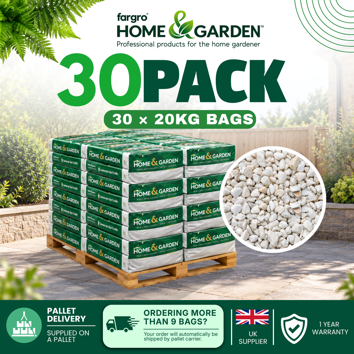 Arctic White 10 mm Decorative Garden Stones Bright White Gravel Chippings 20 kg Bag