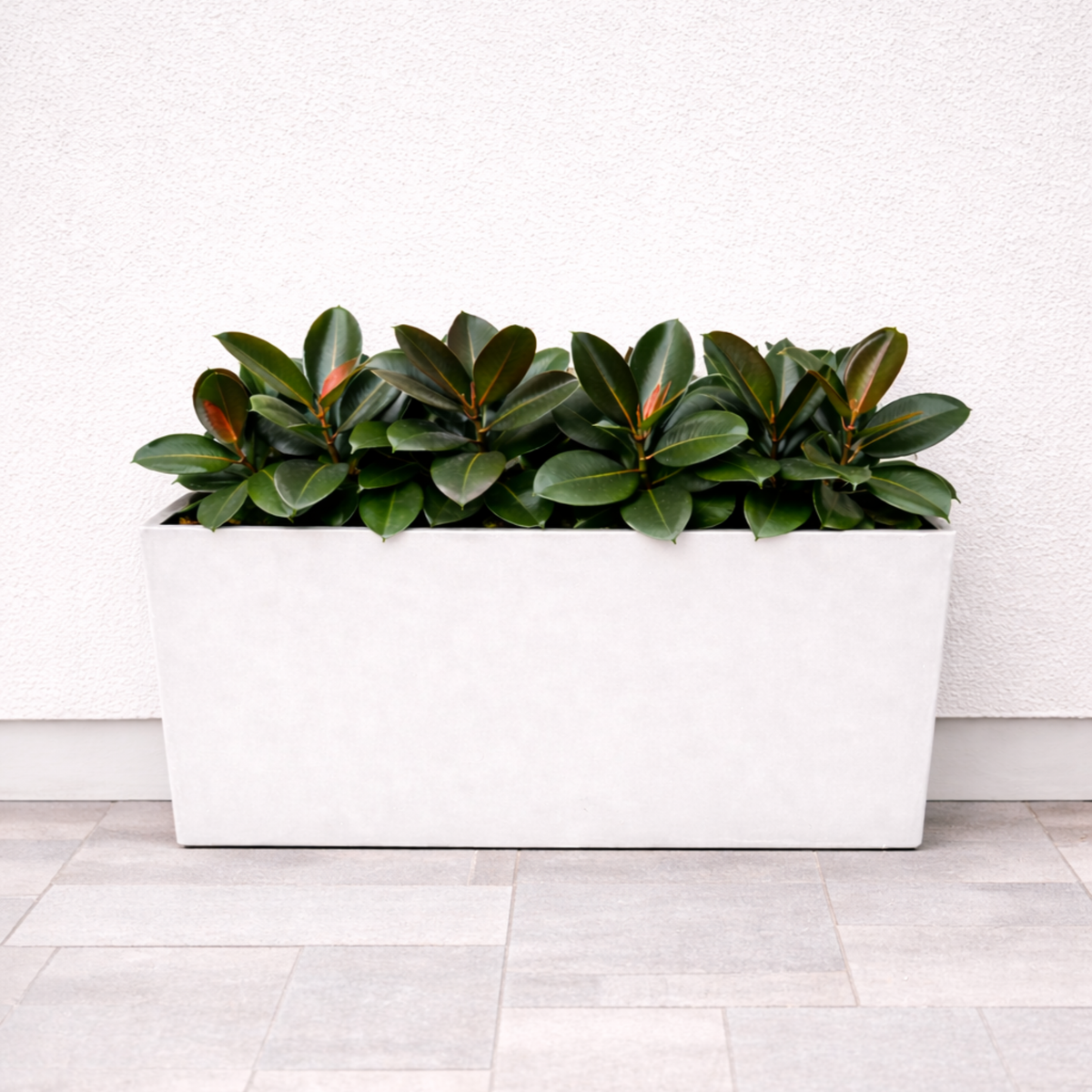Tapered Rectangular Polystone Trough Planter with Drainage Hole - Large Outdoor Plant Pot