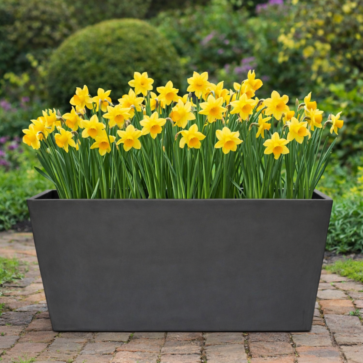 FHG™ Polystone Rectangular Trough Garden Planter, Outdoor Large Plant Pot