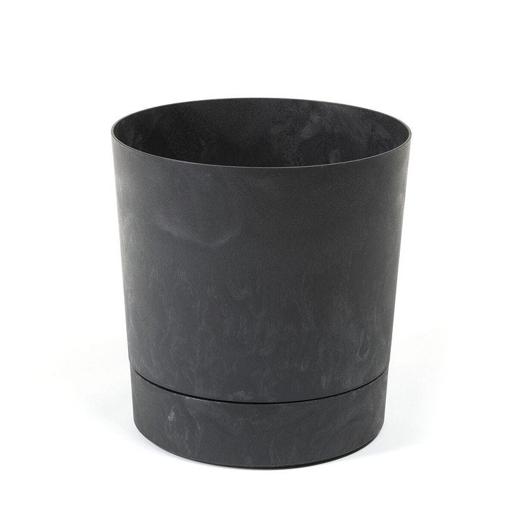 Lamela Concrete™ Aura Stone Round Planter, Poly Resin Plant Pot With Removable Saucer