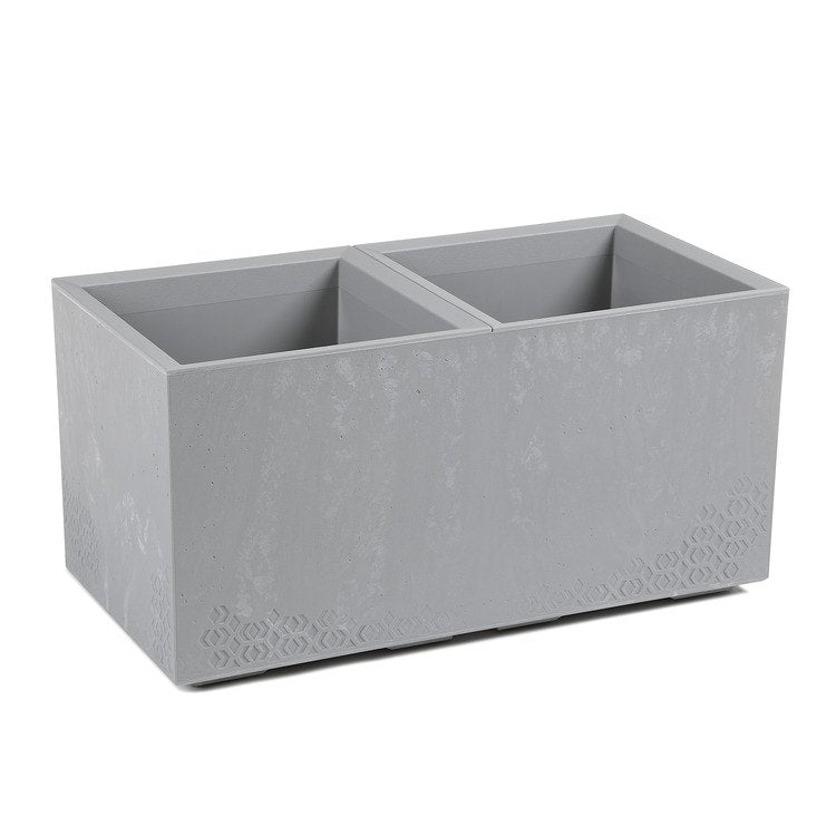 Lamela Concrete™ Karo Garden Stone Planter, Poly Resin Trough Plant Pot with Coaster Wheels