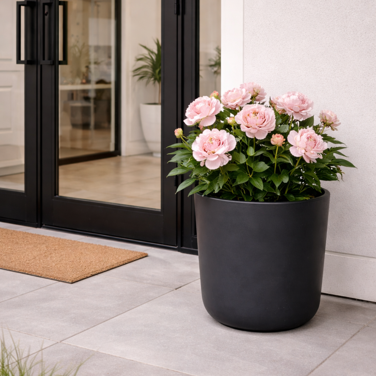 FHG™ Polystone Round Planter, Outdoor Round Plant Pot, Garden Stone Plant Pot
