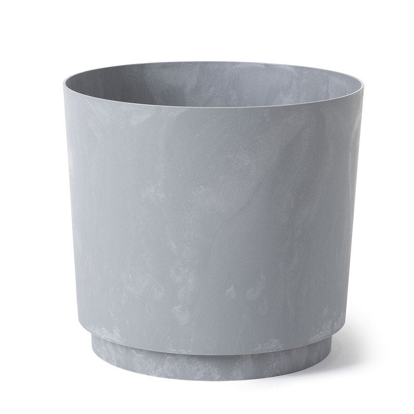 Lamela Concrete™ Aura Stone Round Planter, Poly Resin Plant Pot With Removable Saucer
