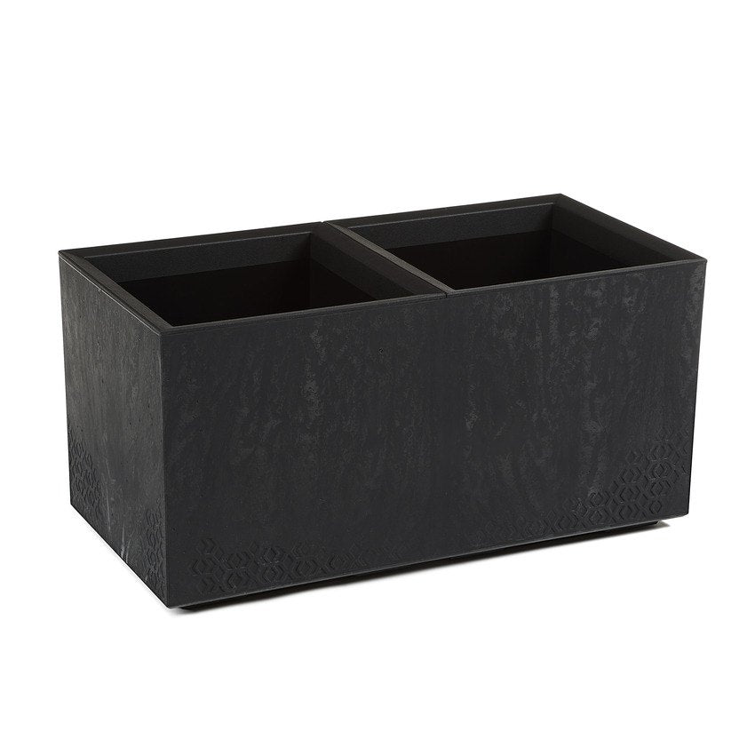 Lamela Concrete™ Karo Garden Stone Planter, Poly Resin Trough Plant Pot with Coaster Wheels