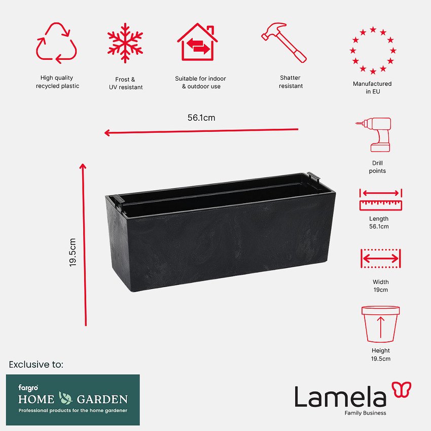 Lamela Concrete™ Begonia Stone Poly Resin Window Box, Windowsill Planter, Window Flower Pot