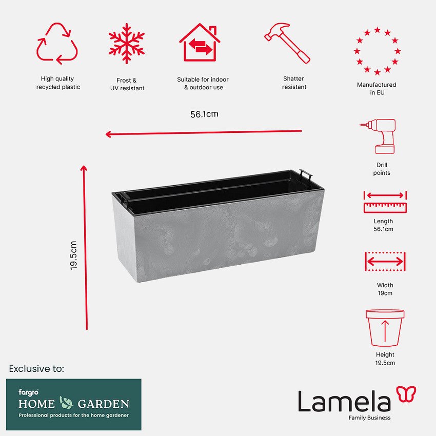 Lamela Concrete™ Begonia Stone Poly Resin Window Box, Windowsill Planter, Window Flower Pot