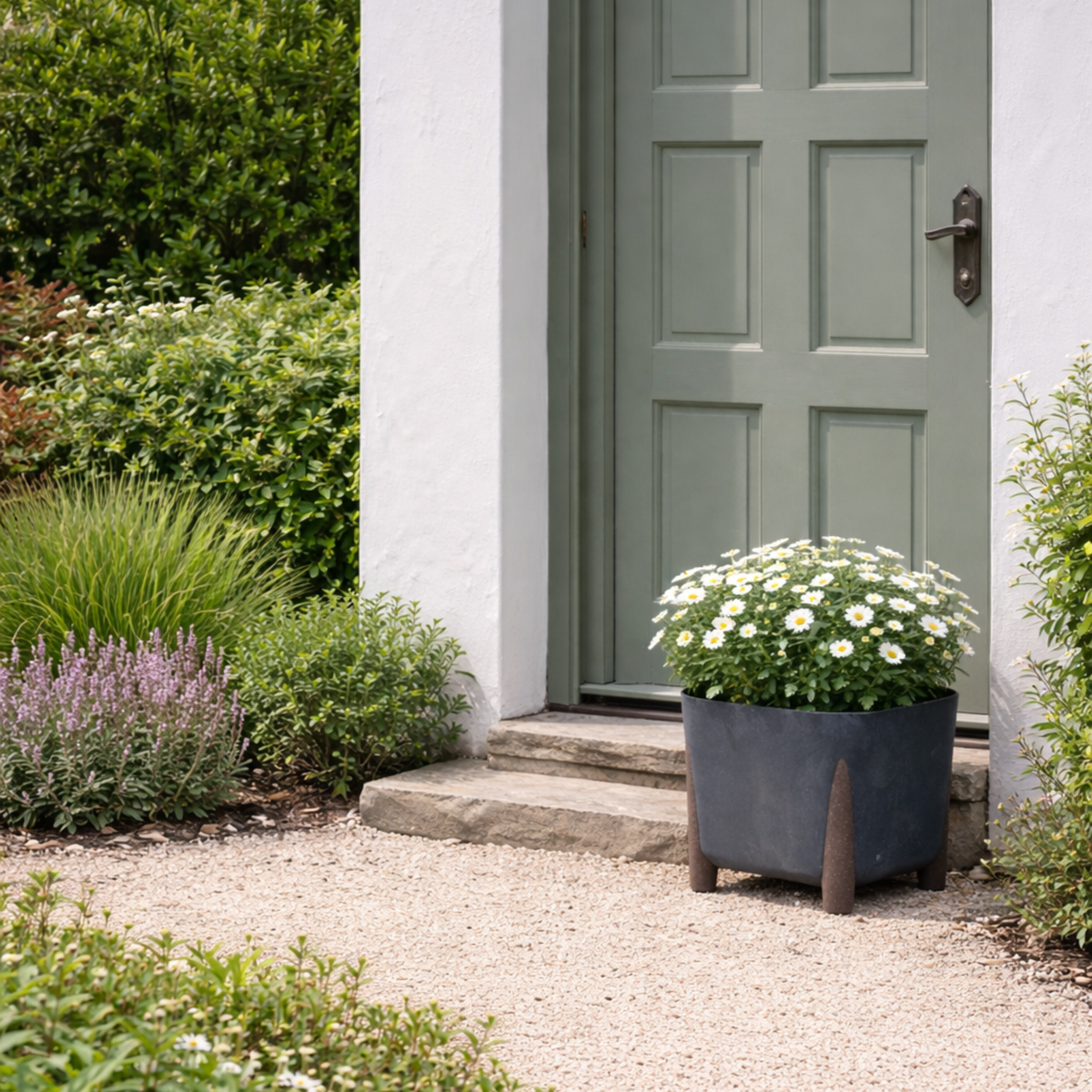 Lamela Concrete™ Frida Stone Round Planter, Poly Resin Plant Pot