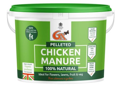 Vitax 6X Pelleted Chicken Manure Fertiliser 8kg Tub for Lawns, Garden Beds and Vegetables