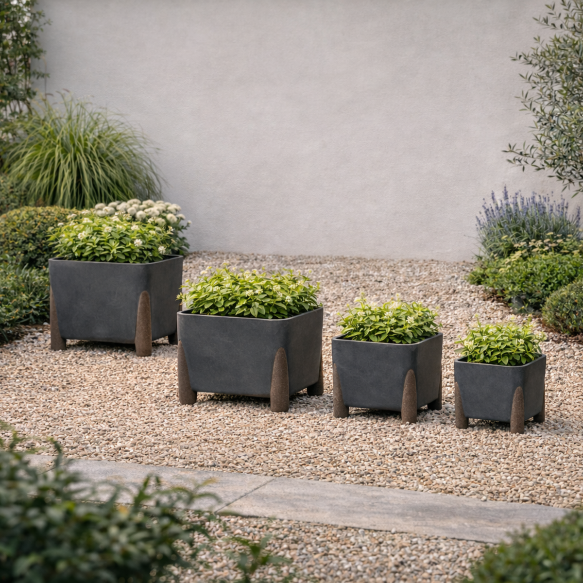 Lamela Concrete™ Frida Stone Round Planter, Poly Resin Plant Pot