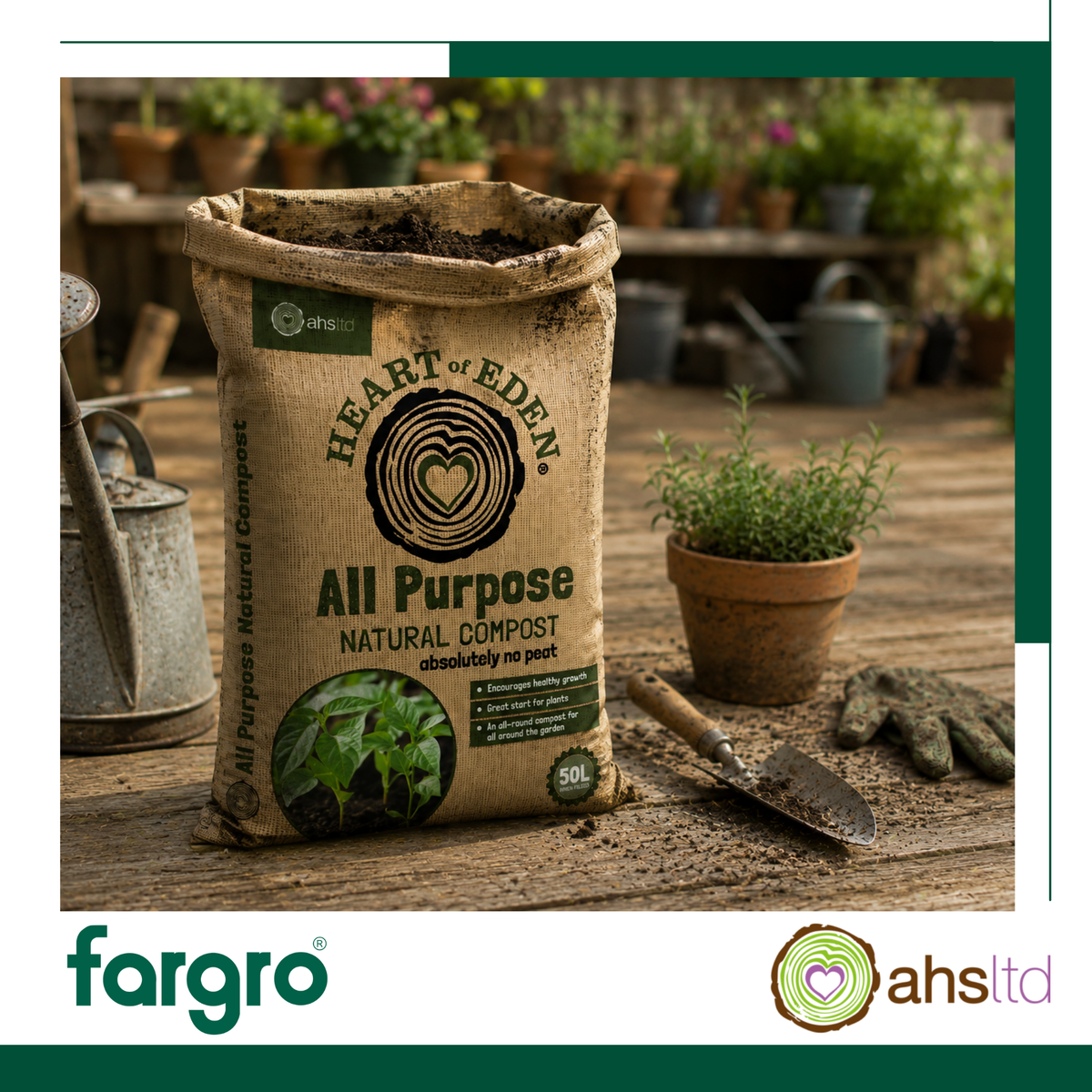 Heart of Eden All Purpose Natural Peat-Free Compost 50L Multi-Purpose Compost