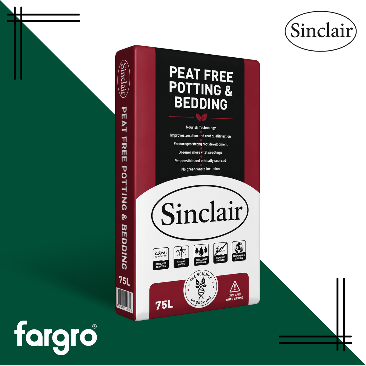 Sinclair Peat Free Bedding Compost 75L | Sustainable Multi-Purpose Growing Media