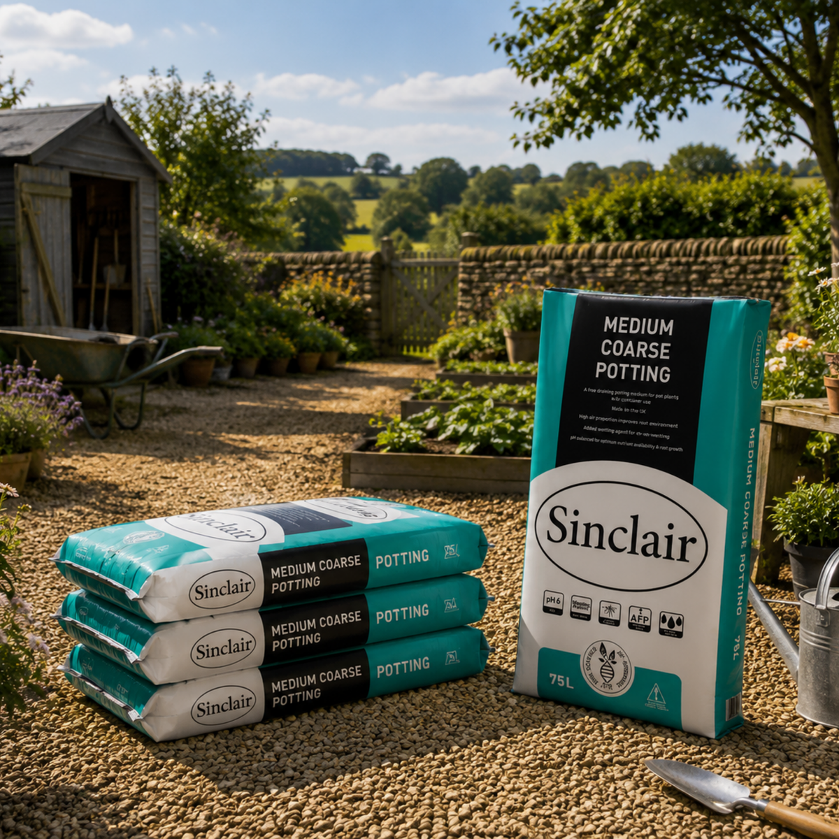 Sinclair Medium-Coarse Potting Compost Peat Reduced 75L | Free Draining Potting Compost