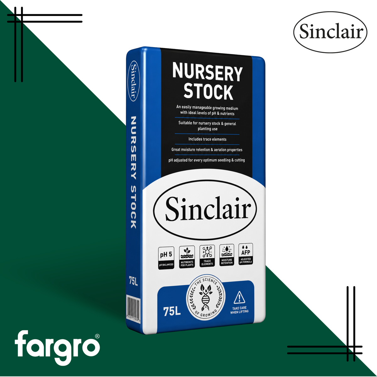 Sinclair Nursery Stock Compost Peat Reduced 75L | Ericaceous & Non-Ericaceous Plants