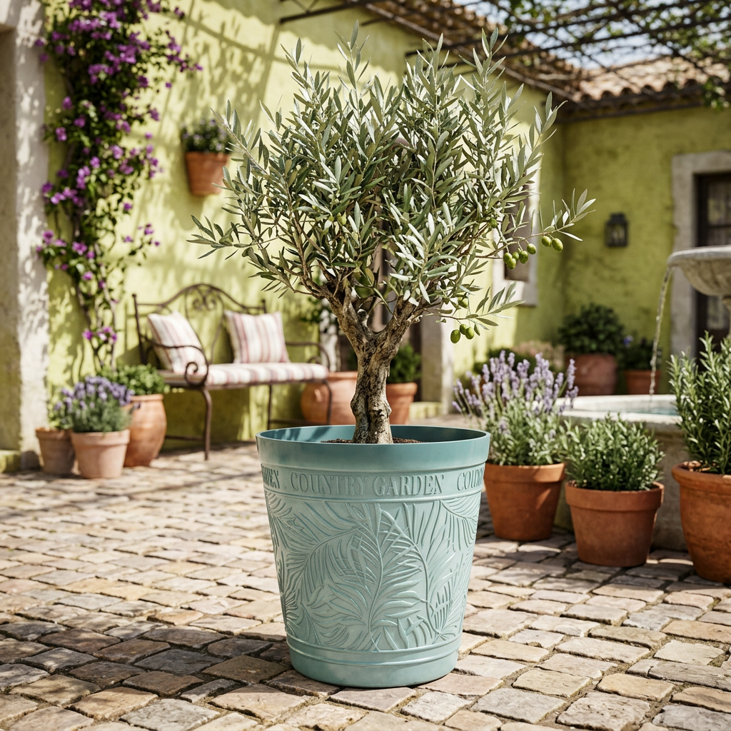 Country Garden Round Planter - Teal D50 H50 cm, 65 L Volume