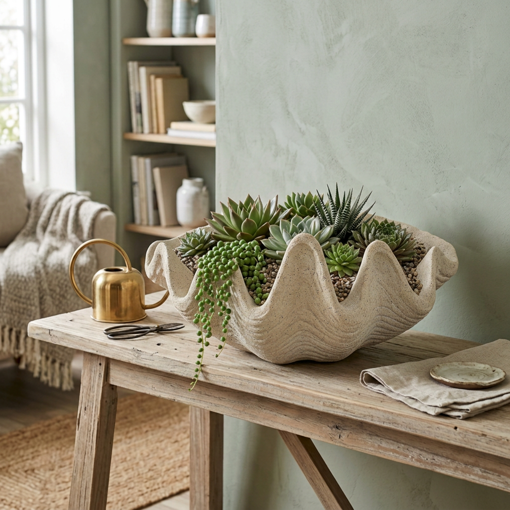 Decorative Planter/Ornament Fluted Shell