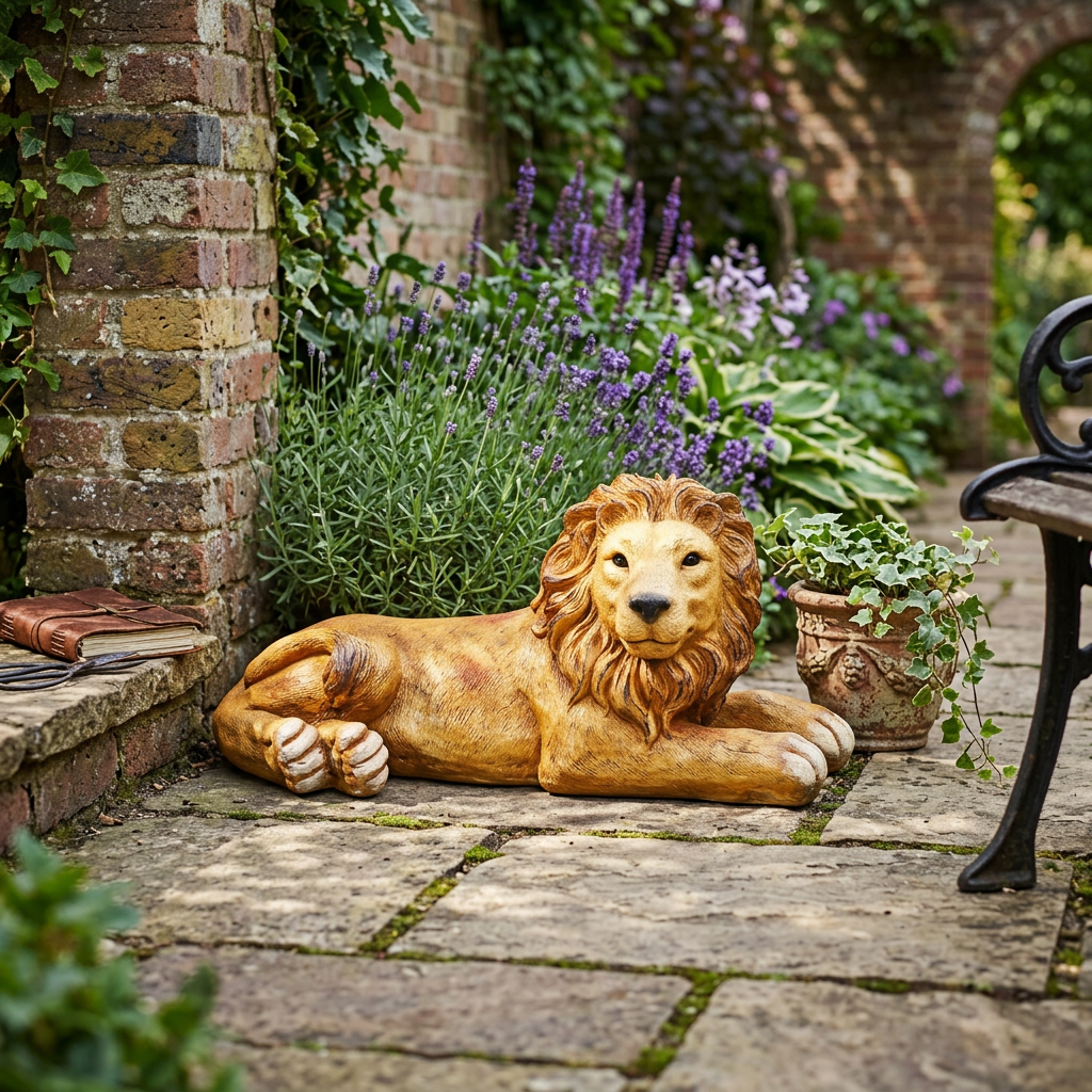 Garden Ornament Lion Laying Down