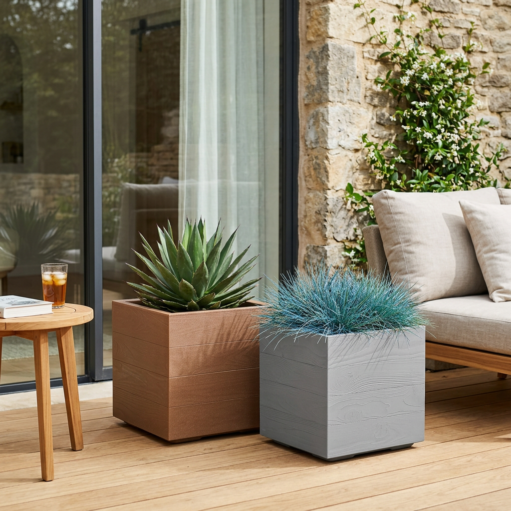 Karo ECO Wood Planter Square 40cm - Natural Wood