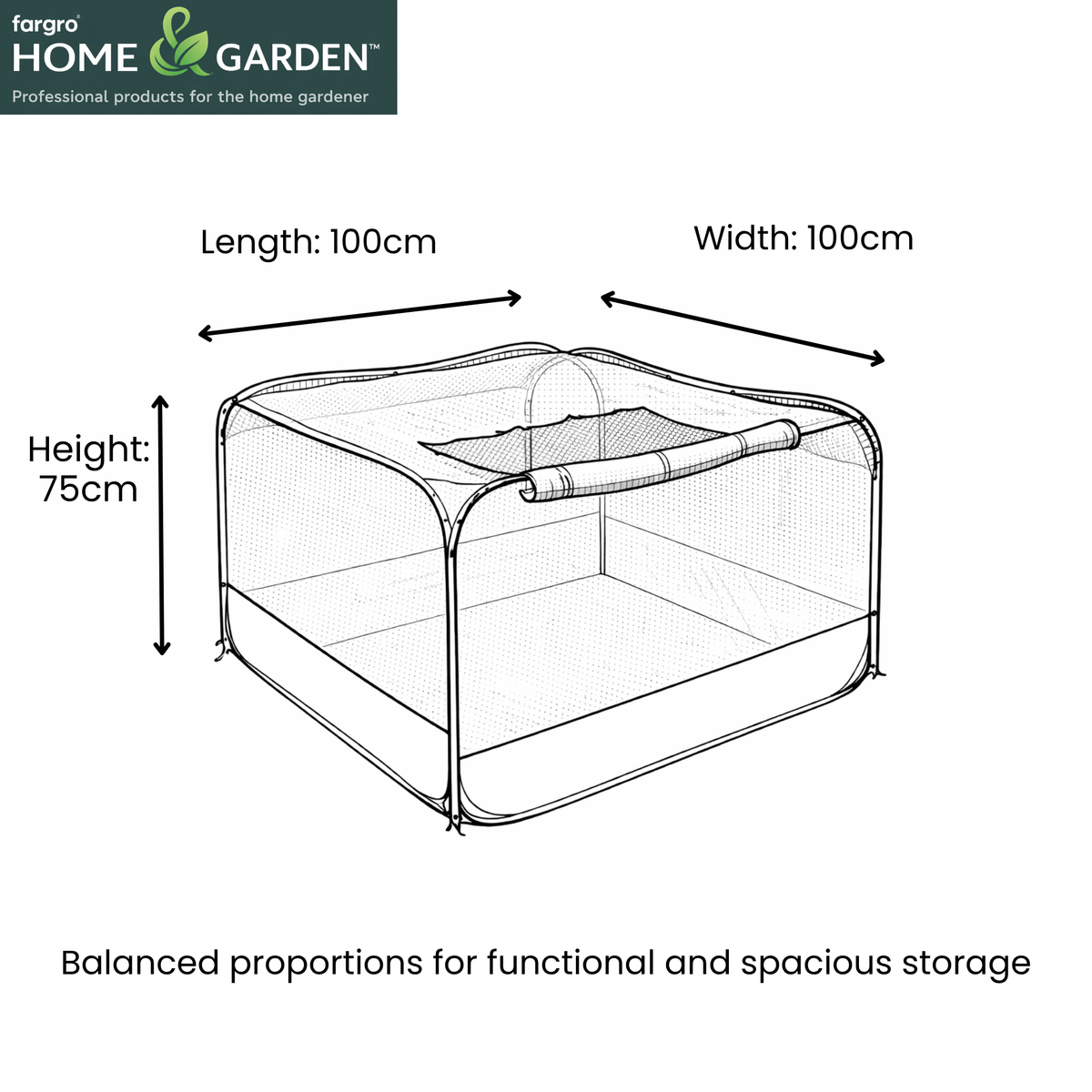 Pop-Up Net Cage, Low Plant Protection Cover, 100 x 100 x 75 cm