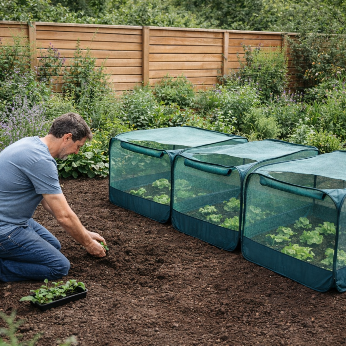 Pop-Up Net Cage, Low Plant Protection Cover, 100 x 100 x 75 cm