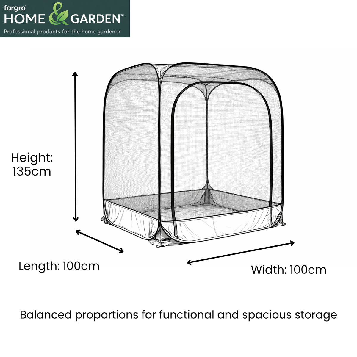 Pop-Up Net Cage, Plant Protection Cover, 100 x 100 x 135 cm