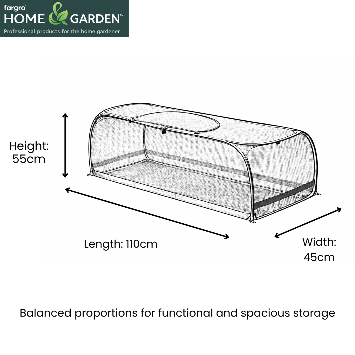 Pop-Up Growbag Net Cage, Plant Protection Cover, 110 x 45 x 55 cm