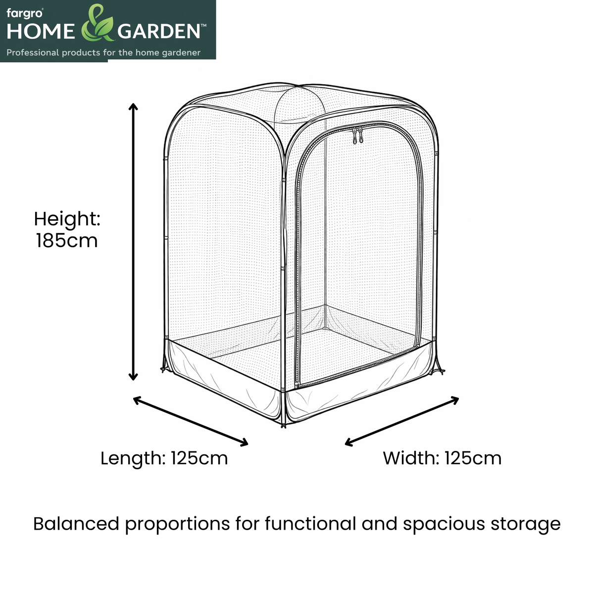 Pop-Up Net Cage, Tall Plant Protection Cover with Zip Door, 125 x 125 x 185 cm