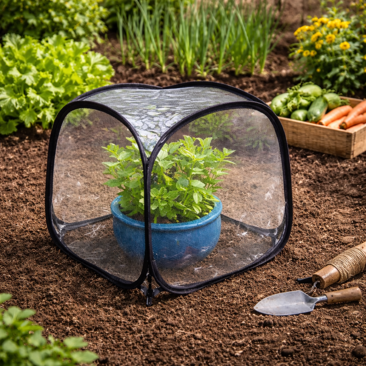 Pop-Up Mini Greenhouse Cloche, Plant Protection Cover, 50 x 50 x 50 cm