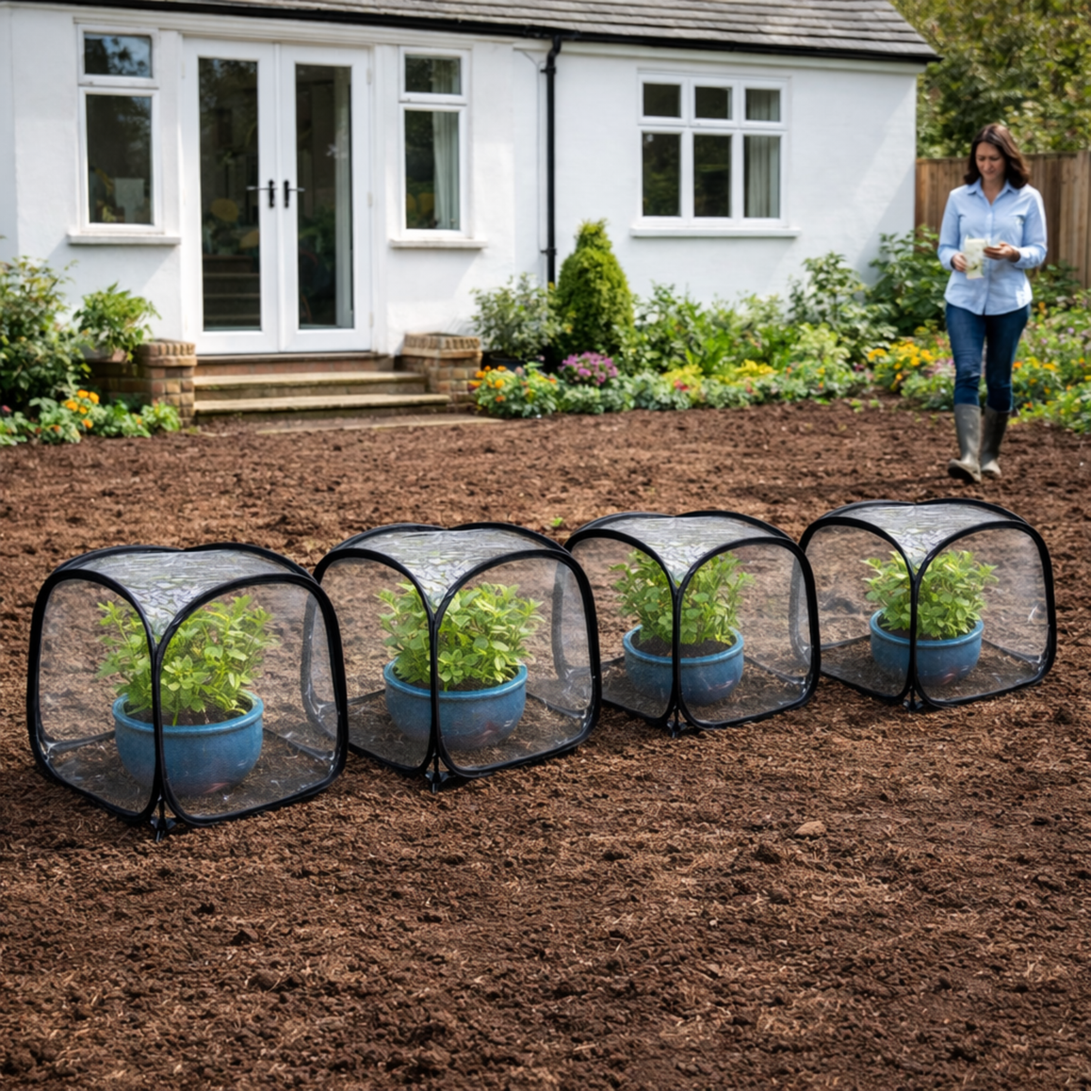 Pop-Up Mini Greenhouse Cloche, Plant Protection Cover, 50 x 50 x 50 cm