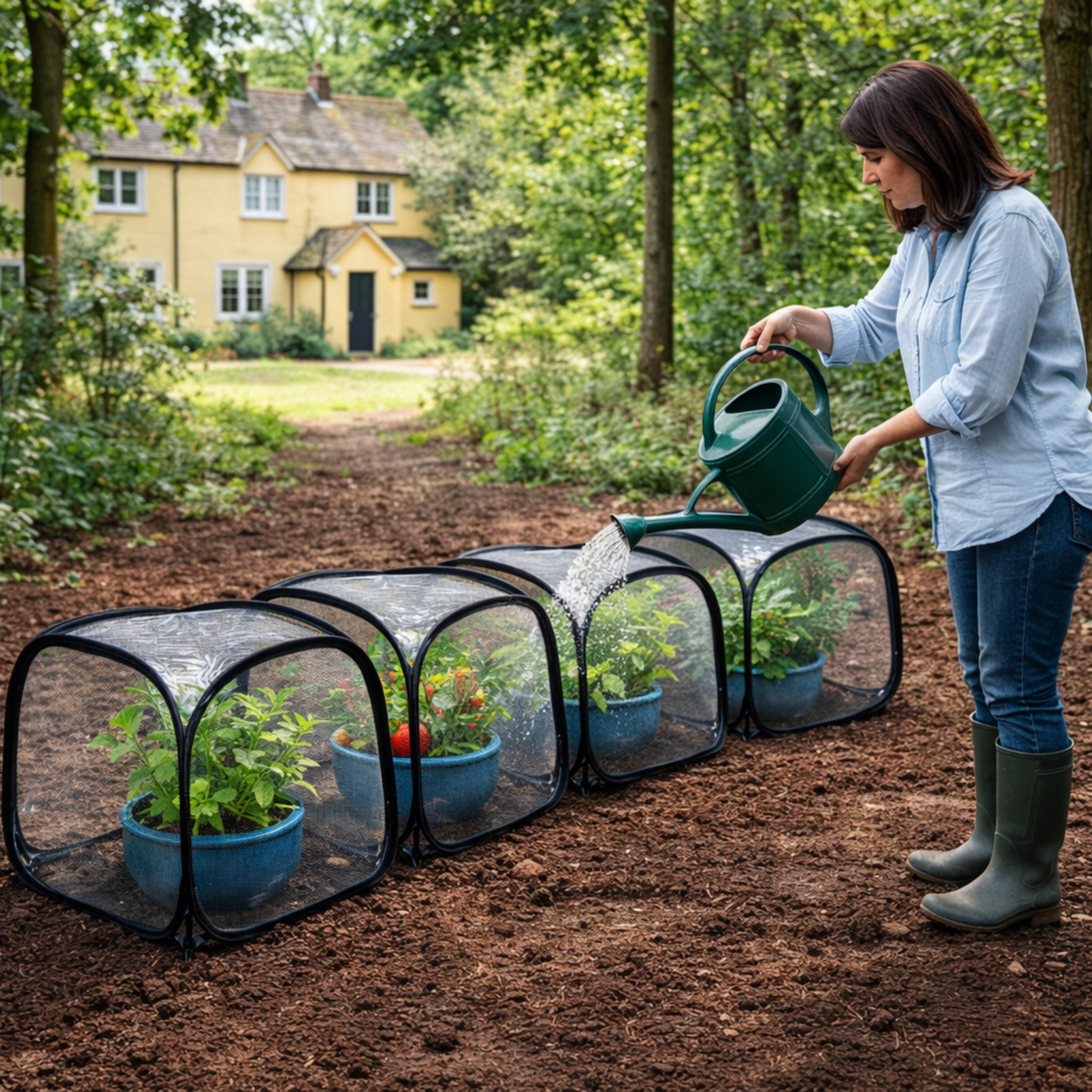 Pop-Up Mini Greenhouse Cloche, Plant Protection Cover, 50 x 50 x 50 cm