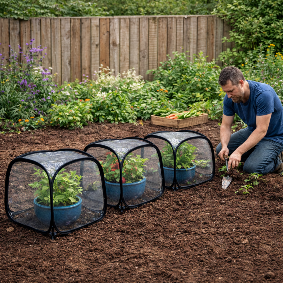 Pop-Up Mini Greenhouse Cloche, Plant Protection Cover, 50 x 50 x 50 cm