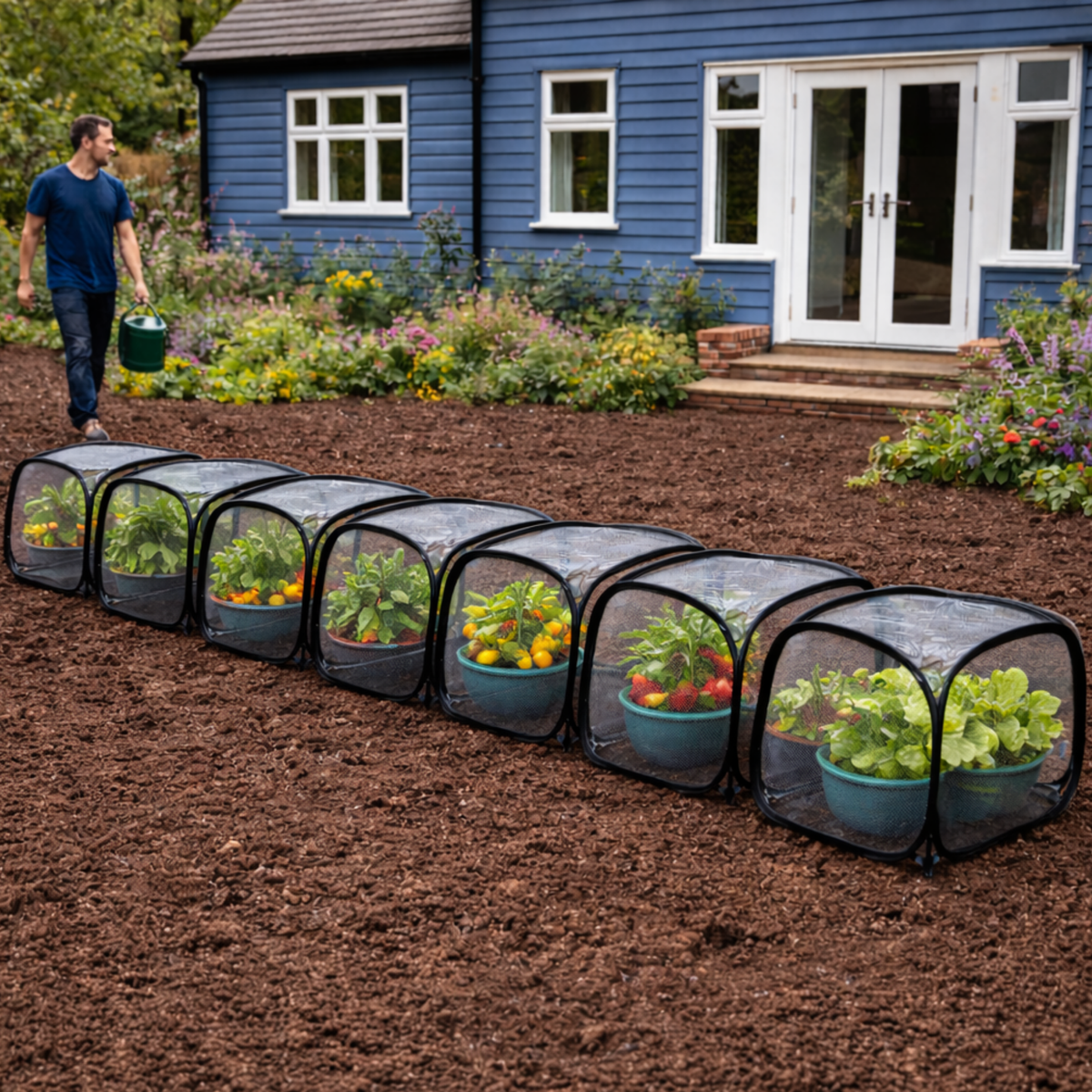 Pop-Up Mini Greenhouse Cloche, Plant Protection Cover, 50 x 50 x 50 cm