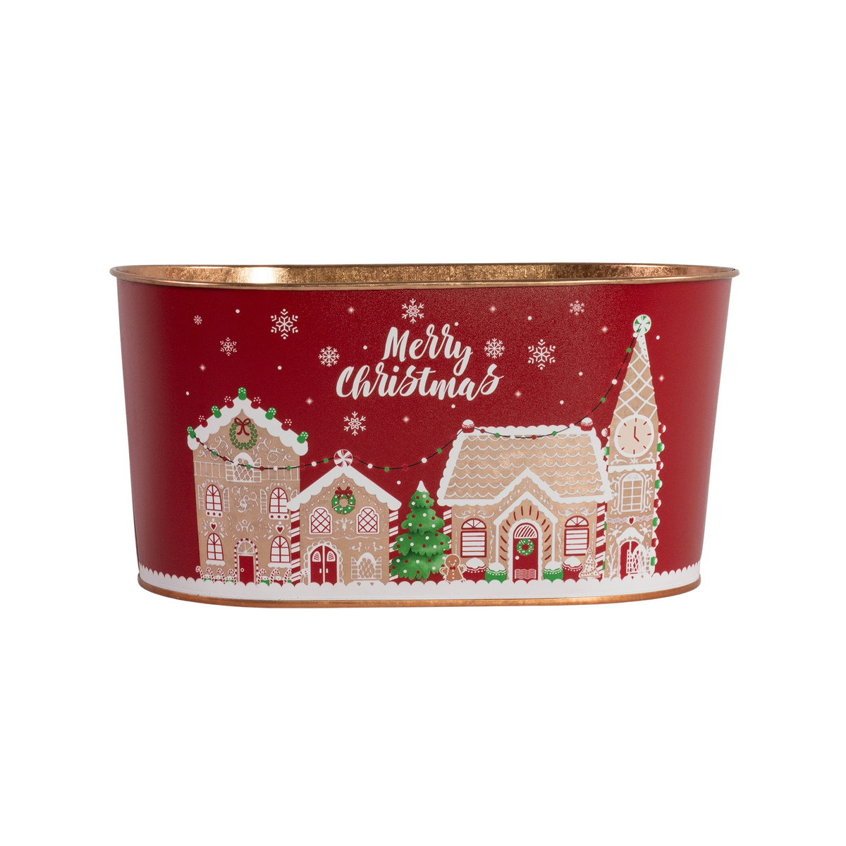 Tin Trough Merry Christmas Scene 22.5cm