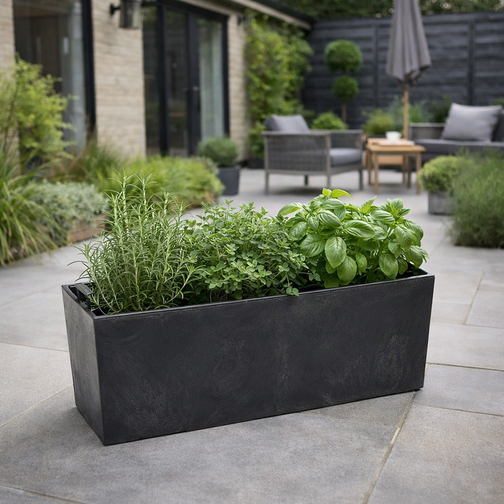 Lamela Concrete™ Begonia Stone Poly Resin Window Box, Windowsill Planter, Window Flower Pot