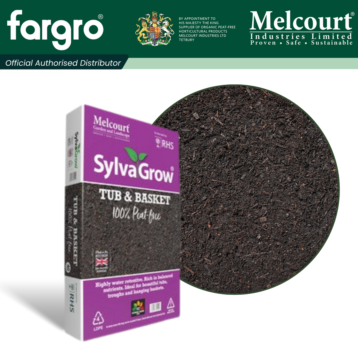 Melcourt SylvaGrow® Tub & Basket Compost, Peat-Free Growing Media for Containers and Hanging Baskets, 40L