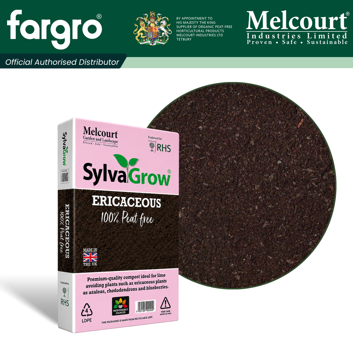 Melcourt SylvaGrow® Ericaceous Compost, Peat-Free Growing Media for Acid-Loving Plants, 40L