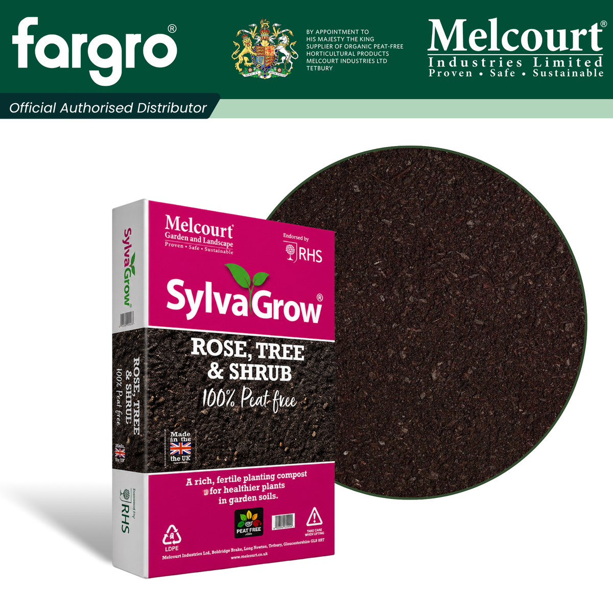 Melcourt SylvaGrow® Rose, Tree and Shrub Compost, Peat-Free Planting Compost for Garden Plants, 40L