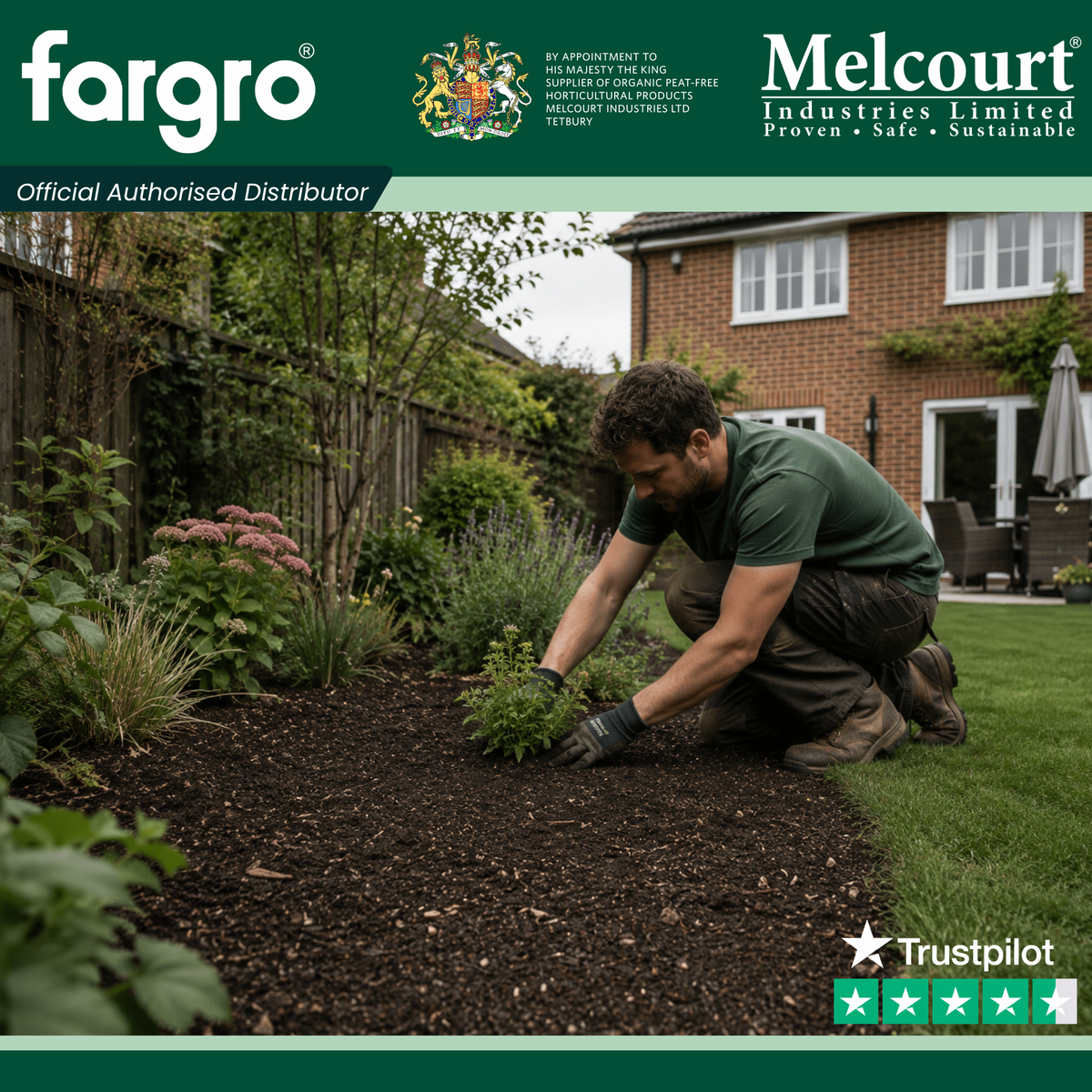 Melcourt Composted Fine Bark™ Bulk Pallet, Peat-Free Soil Conditioner and Fine Mulch 0–12mm, 50L x 60 Bags