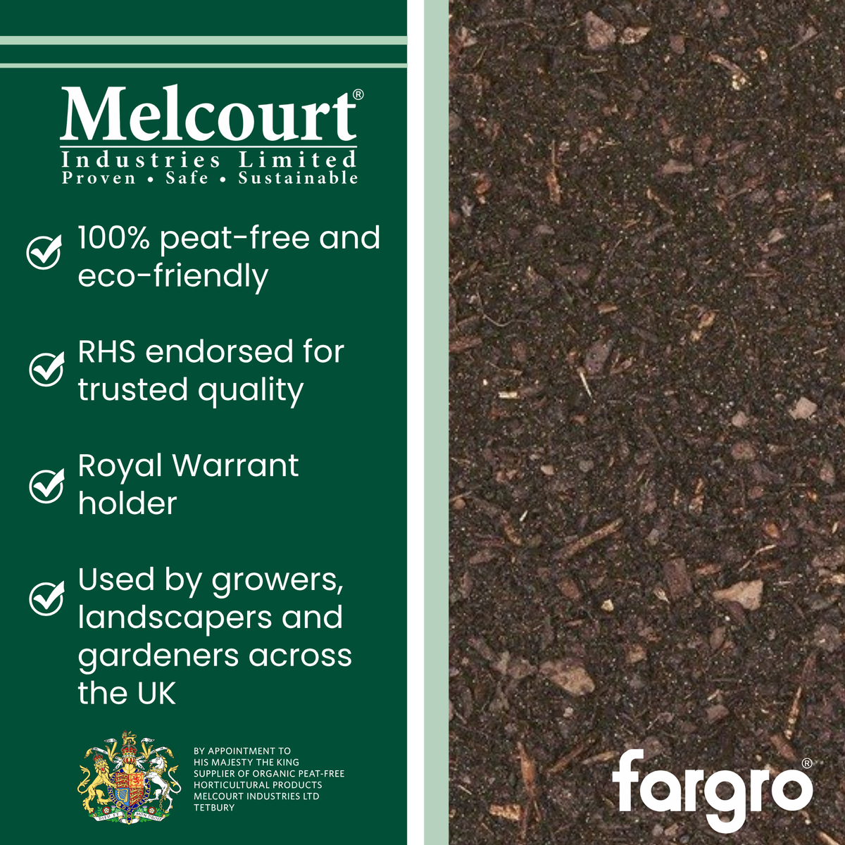 Melcourt Composted Fine Bark™ Bulk Pallet, Peat-Free Soil Conditioner and Fine Mulch 0–12mm, 50L x 60 Bags