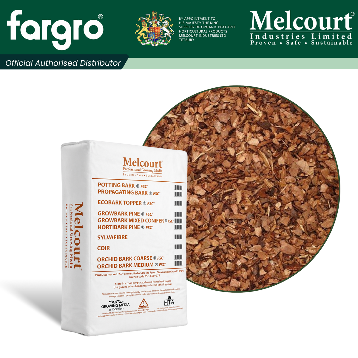 Melcourt Mature Pine Propagating Bark™ Professional Series, Fine Bark Growing Media 2–7mm, 60L