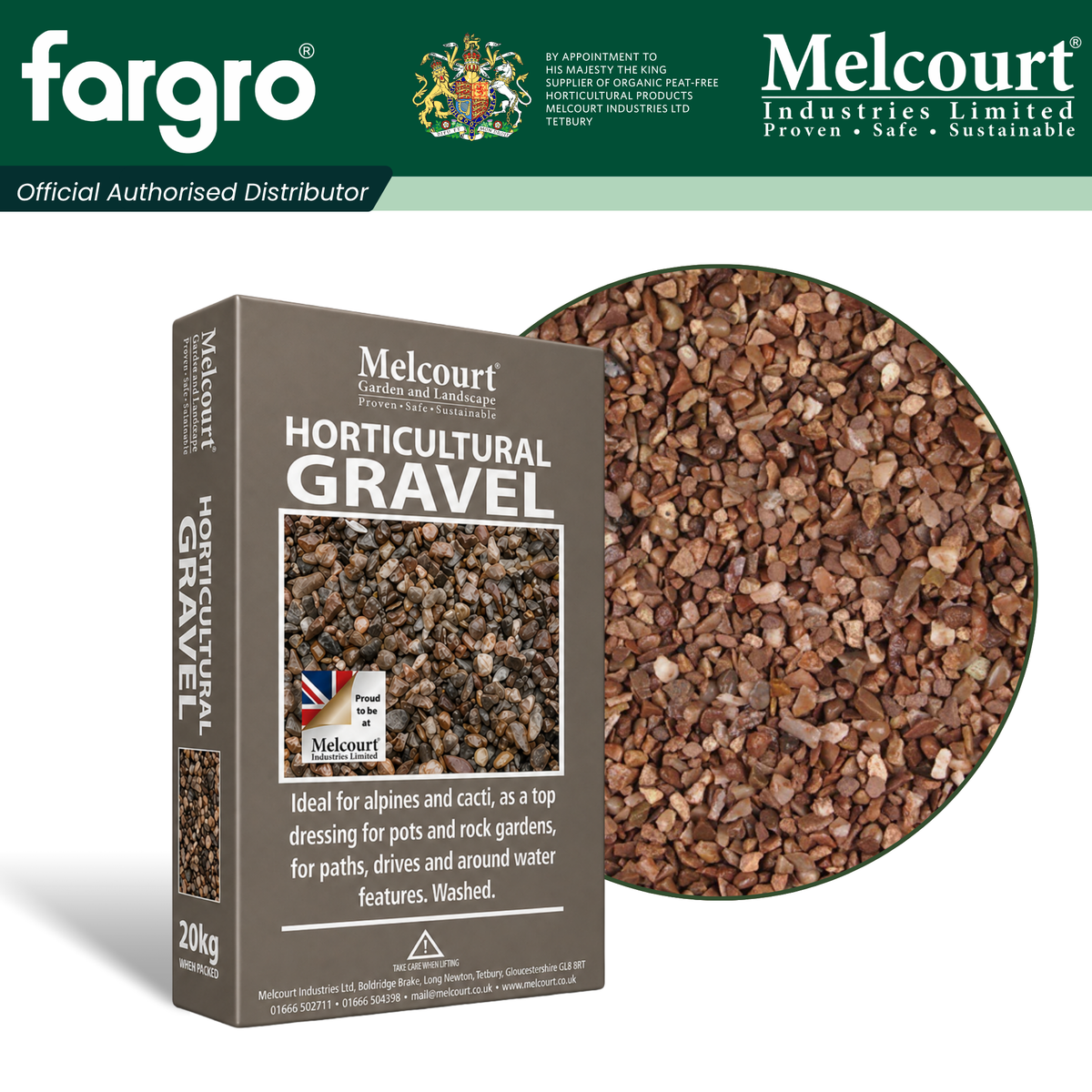 Melcourt Horticultural Gravel, Decorative Free-Draining Aggregate for Pots, Beds and Borders, 20kg