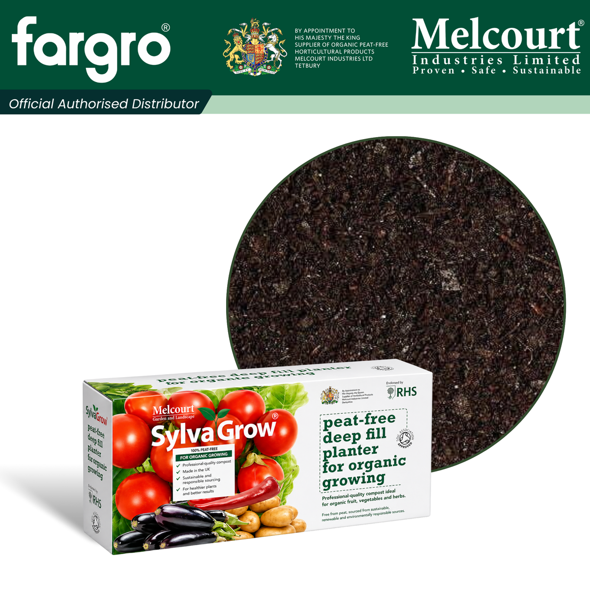 Melcourt SylvaGrow® Planter Compost for Organic Growing, Peat-Free Growing Media for Pots and Containers, 45L
