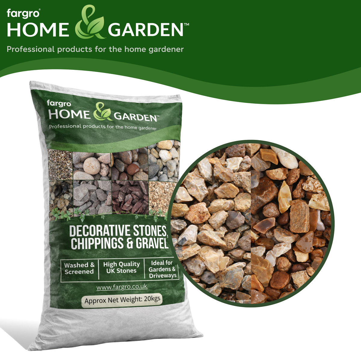 Coastal Gold 20 mm Decorative Garden Stones Golden Gravel Chippings 20 kg Bag