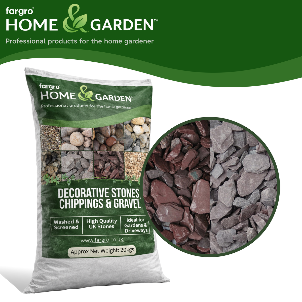 Plum Slate Chippings 20 mm Decorative Garden Slate 20 kg Bag