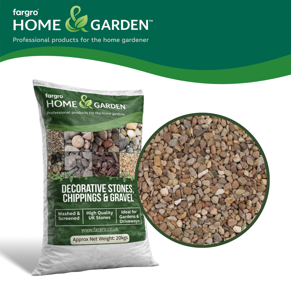 Natural Pea Gravel 10mm - Fish Friendly Decorative Garden Gravel for Paths & Water Features 20kg Bag