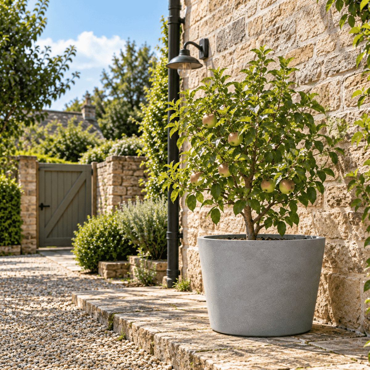 FHG™ Polystone Round Bucket Planter, Outdoor Garden Pot, Ideal for Driveways, Patio's and Conservatories