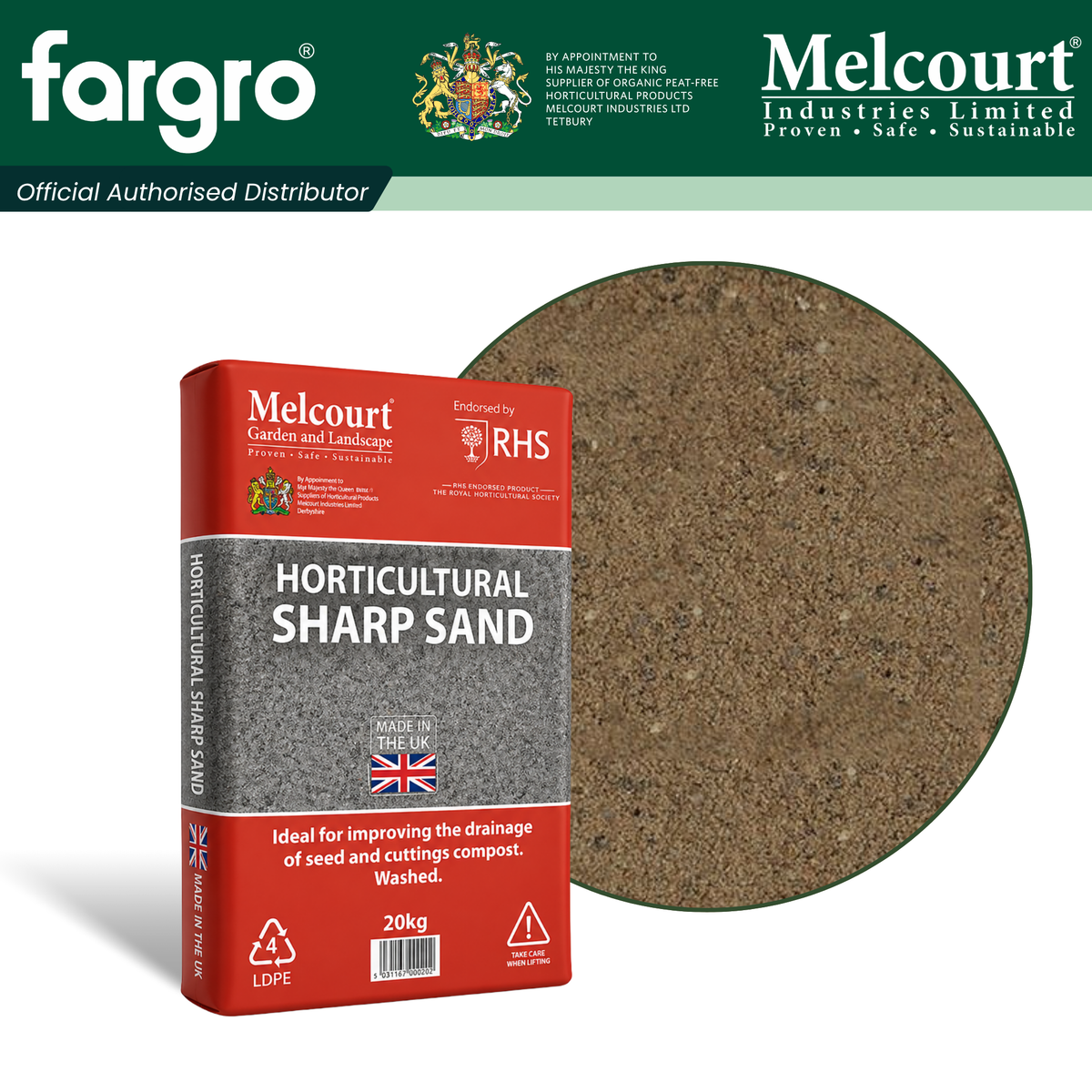 Melcourt Professional Horticultural Sharp Sand for Soil Enrichment 20kg Bag